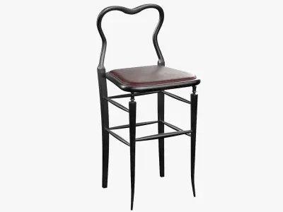 High Chair Clerks Chair No 9 Black Metal Version 3D model