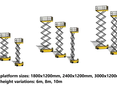 Mobile Scissor Lift Platform - Revit Family 3D model