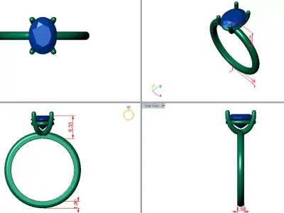 Oval Solitaire Ring Printable model 3dmodel  3D print model