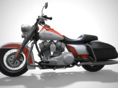 Harly Davidson FLHR Road  King motorcycle Low-poly 3D model