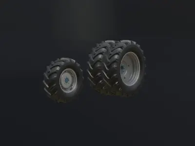 Set of wheels for MTZ 1221 tractor Assembly Free low-poly 3D model