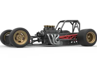 Supermodified front engine race car Base Scale 1 to 25 3D print model