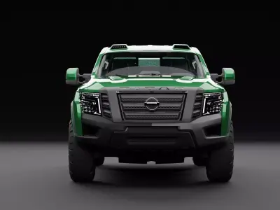 Nissan 4x4 Car Metallic Green Low-poly 3D model