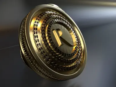 Luxury Cufflink with alphabet R 3D print model