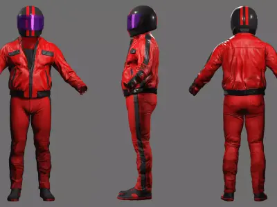 Redline Racer Realistic Outfit Low-poly 3D model
