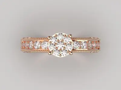 diamond flower ring fr0048 3D print model