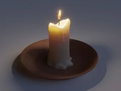 Realistic candle in bowl 3D model