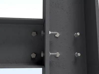 Steel Girder Frame Structure With Bolts Low-poly 3D model