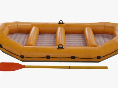Inflatable Rubber Boat Low-poly 3D model