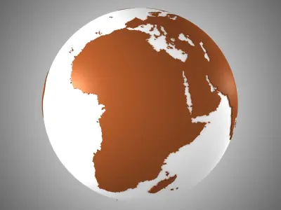 Solid Color Brown White Globe 3D model