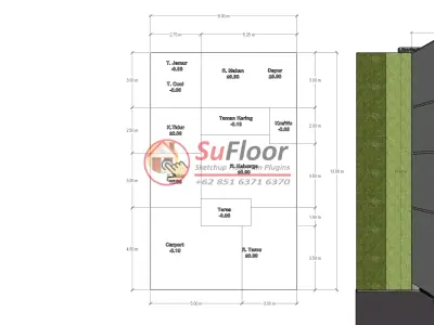 House 8x13m code 632 - Sketchup 3D model 3D model 3D model