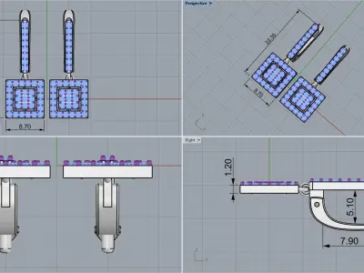 Square earring model 494 3D print model