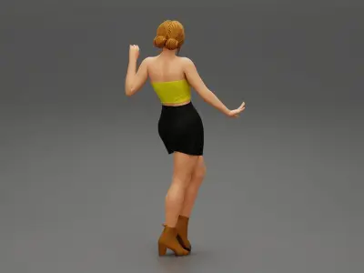 Pretty girl wearing a mini skirt and boots 3D print model