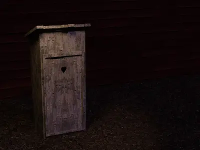 Wooden restroom with withered plank Free low-poly 3D model