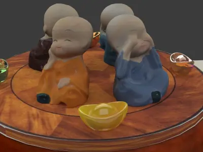 Chinese monk kids 3D model