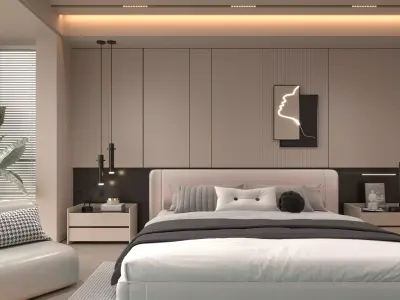 Bedroom interior 20 Low-poly 3D model