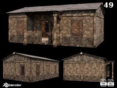 Medieval Houses Pack 46-47-48-49-50 - 4K Textures Game Ready Low-poly 3D model