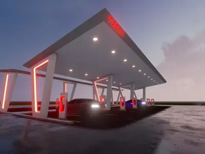 Electric Vehicle Charging Station 2 3D model 3D model