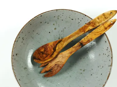 Polypasta - Salad Tools with Ceramic Bowl 3D model