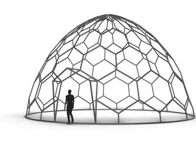 Hexagonal Dome structure Geodoesic Like Wireframe 3D model