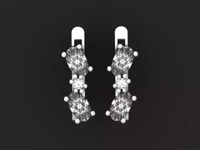 oval stone earrings 965 3D print model
