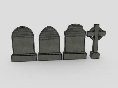 Tombstone Pack Low-poly 3D model