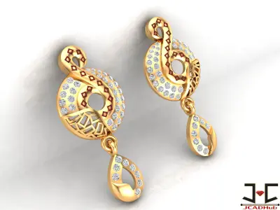 0249 - Diamond with Jali Pendant Set for Women - JCADHub 3D print model