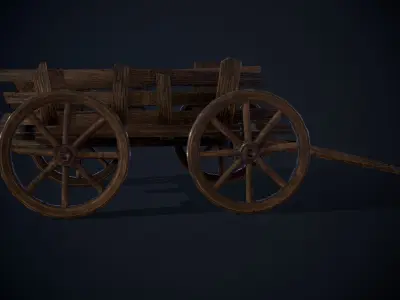 Medieval Cart Low-poly 3D model