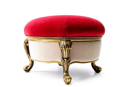 Elegant Red Ottoman model pack Low-poly 3D model