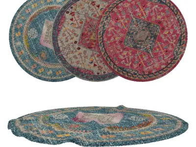 Round Rug Set 181 3D model