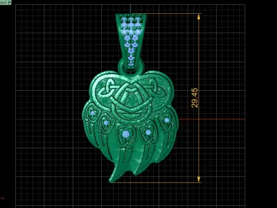 BEAR PAW DAIMOND PENDANT 3D PRINTABLE MODEL  3D print model