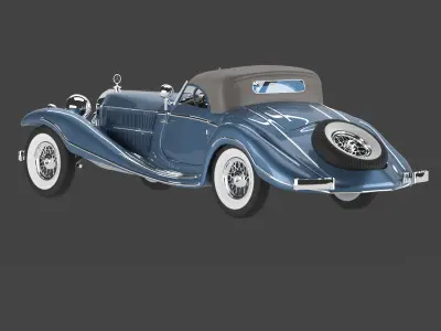 Mersedes 1938 540k blueprint V 01 with closed top 3D model