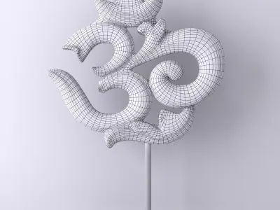 Antique Wooden Om Symbol 3D model