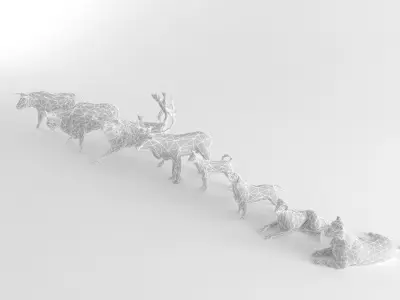 Ultimate Low Poly Animal Bundle Set Pack Bull Deer Dog Tiger Low-poly 3D model