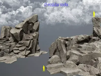 cliff rocks Low-poly 3D model
