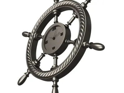 Handwheel Ship Clock 08 Chrome Low-poly 3D model
