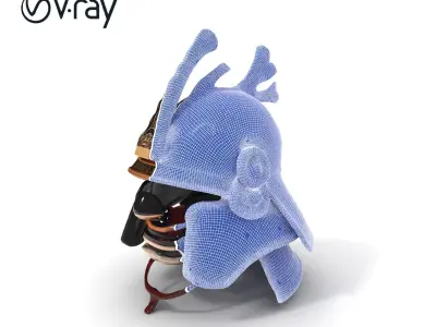 Samurai Helmet D Model Pack Low-poly 3D model