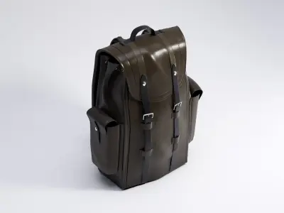 Ladies leather backpack - three different colors 3D model