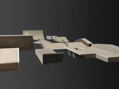 Skatepark SK8 Skate BMX Rail Railing Ramp Trampolines Low-poly 3D model