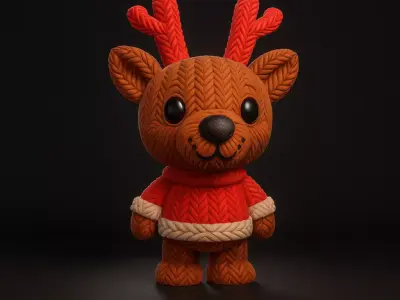 Cute Christmas Reindeer Plush Toy Style Holiday Decoration 3D print model