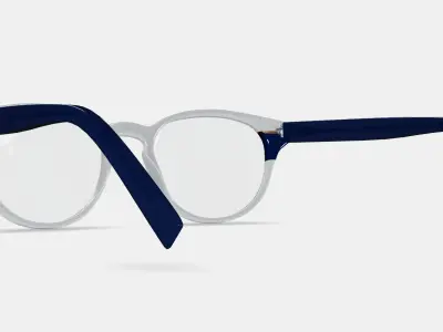 Percey Eyeglasses in Crystal with Oak Barrel and Blue Bay 3D model