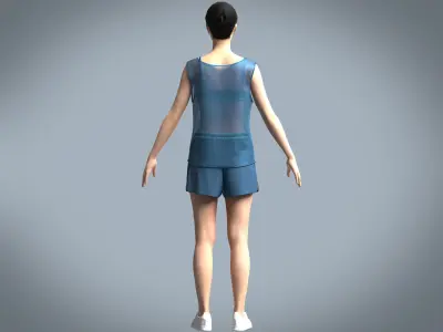 Mesh Gym Bra with Tank top and Short 3D model