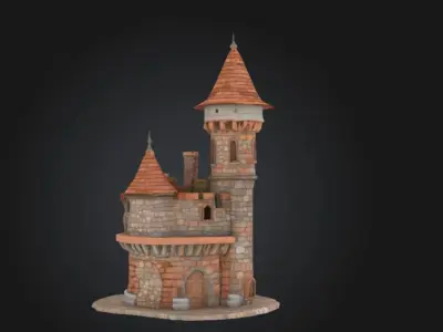 Medieval Defense Stone Tower STL OBJ 3D model