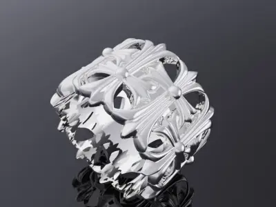 Chrome heart CEMETERY ring design 3D print model