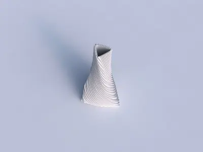 Vase twist tilted triangle with bent extruded lines 2 3D print model