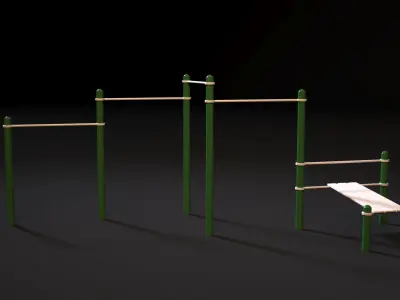 Workout 2 set of exercise equipment 3D model