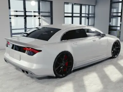 BLENDER EEVEE Brandless Small 4 door sedan Low-poly 3D model