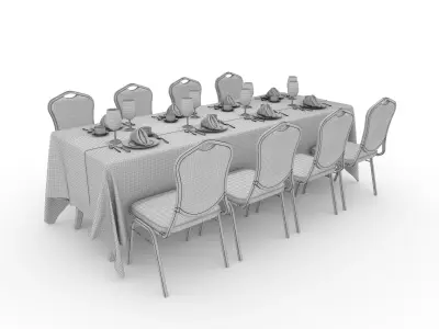 Banquet Table and Chair 92 3D model