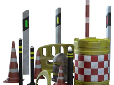  Road Parking Set Low-poly 3D model