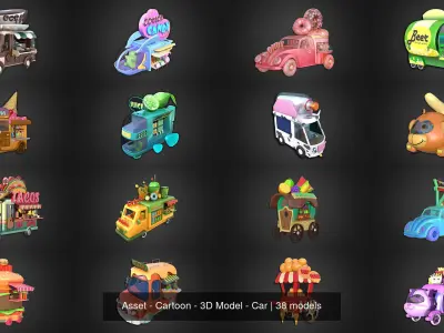Asset - Cartoon - 3D Model - Car 3D Model Pack